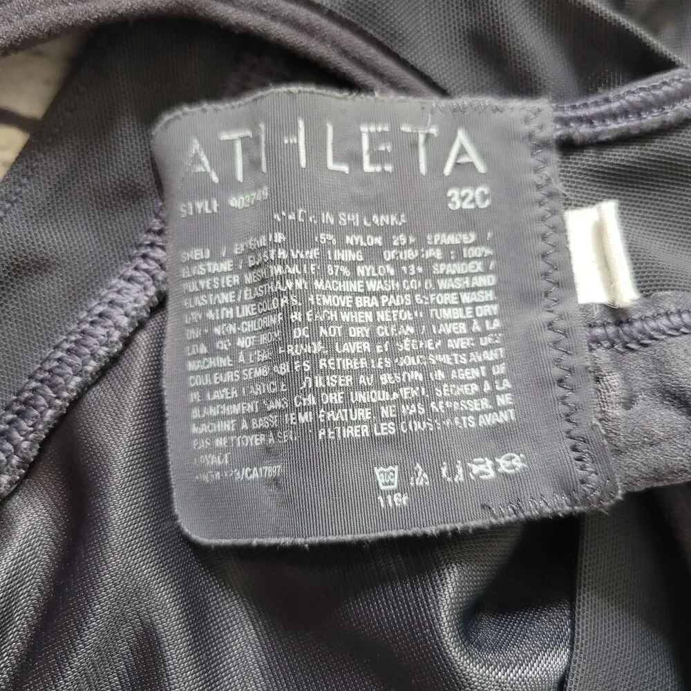Athleta Size 32C Gray Racerback Sports Bra Style‎ Medium Impact